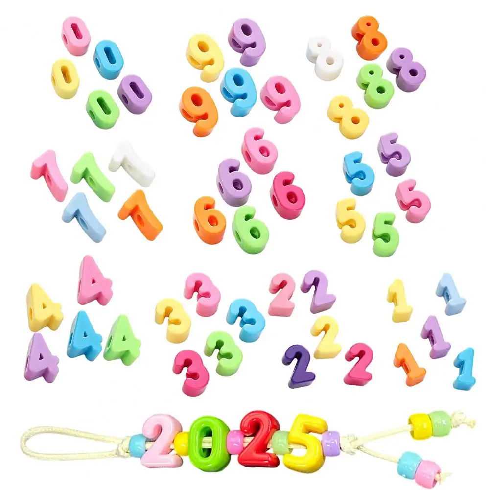 5Pcs DIY Acrylic Bubble Number Beads, 0-9 Large Chunky Number Beads, Colorful Number Spacer Beads for DIY Crafting Projects