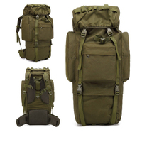 About 65L Tactical Hunting Bag Hiking Camping Outdoor Sport Waterproof Shoulder Backpack With Rain Cover