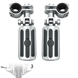 Motorcycle Highway Clamp Foot Pegs Footrest Pedal Footpegs Mount Chrome For Harley Electra Road King Street Glide 1-1/4