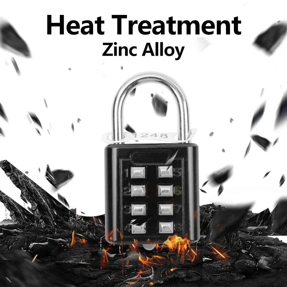 Cadenas à combinaison étanche à 8 chiffres, pour bagages de voyage, serrure antivol en alliage de Zinc avec clé fixe, Code aléatoire, coffre-fort extérieur