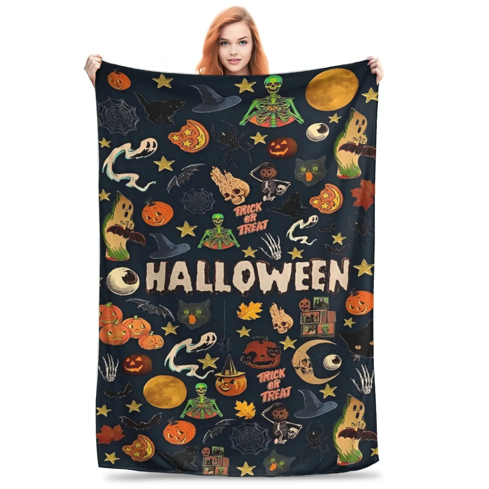 

Halloween Themed Soft Warm Blankets Children Plush Throw Blanket Novelty Living Room Flannel Bedspread Sofa Bed Cover