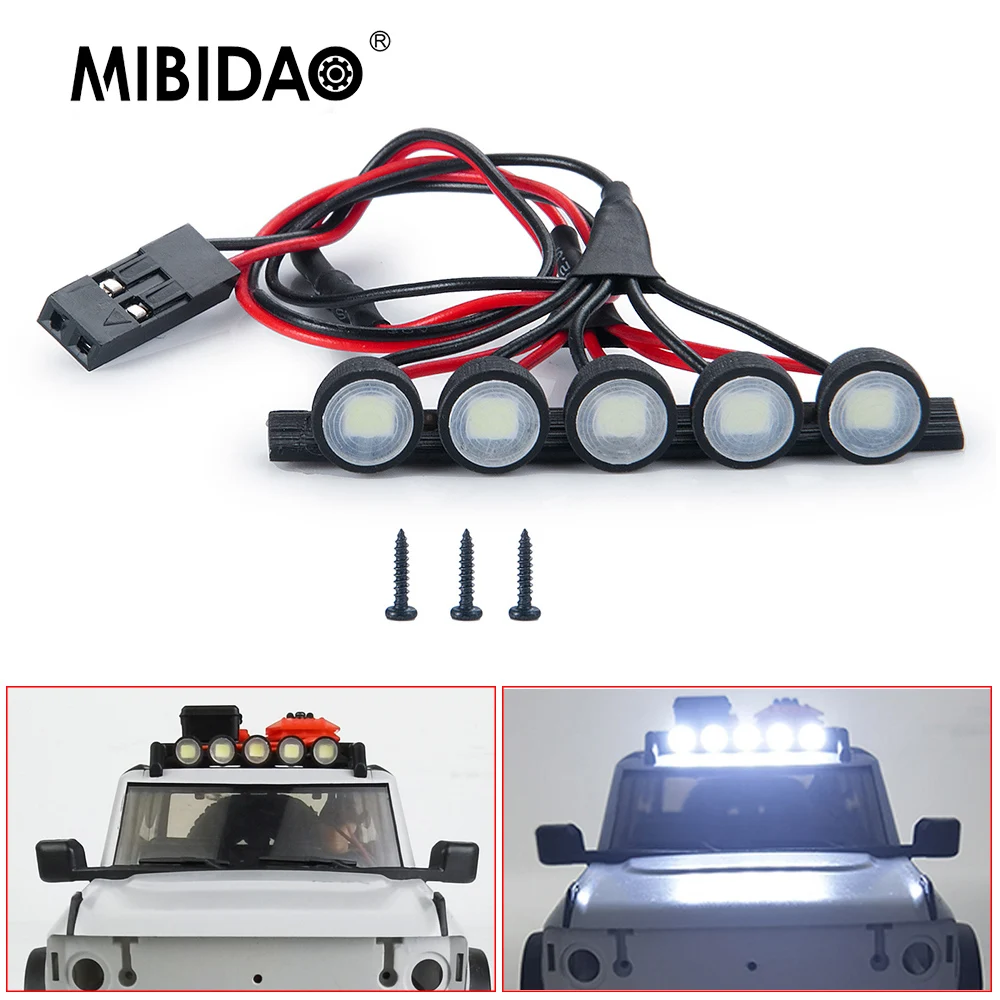 MIBIDAO White Bright Roof Led Light Bar Kit dla Axial SCX24 AXI00006 Bronco 1/24 RC Crawler Car Model Upgrade Parts