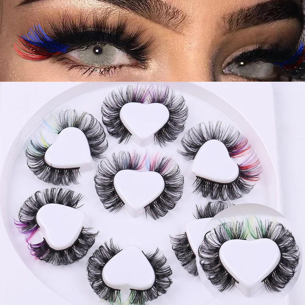 7 paires d'extensions de cils colorés boucles légères faux cils pour Cosplay scène maquillage Extension de cils cils Cosplay