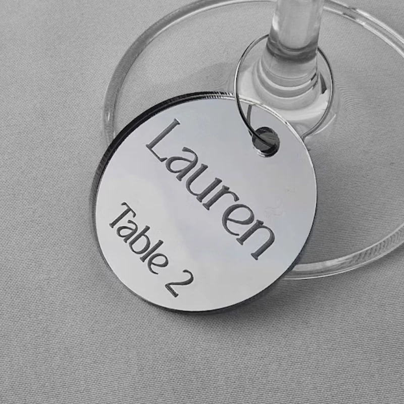 20/30/50/100Pics Personalized Round Engraved tags Wedding Acrylic Wine Glass Tag Table Decor Drink Toasting tags Glass Markers