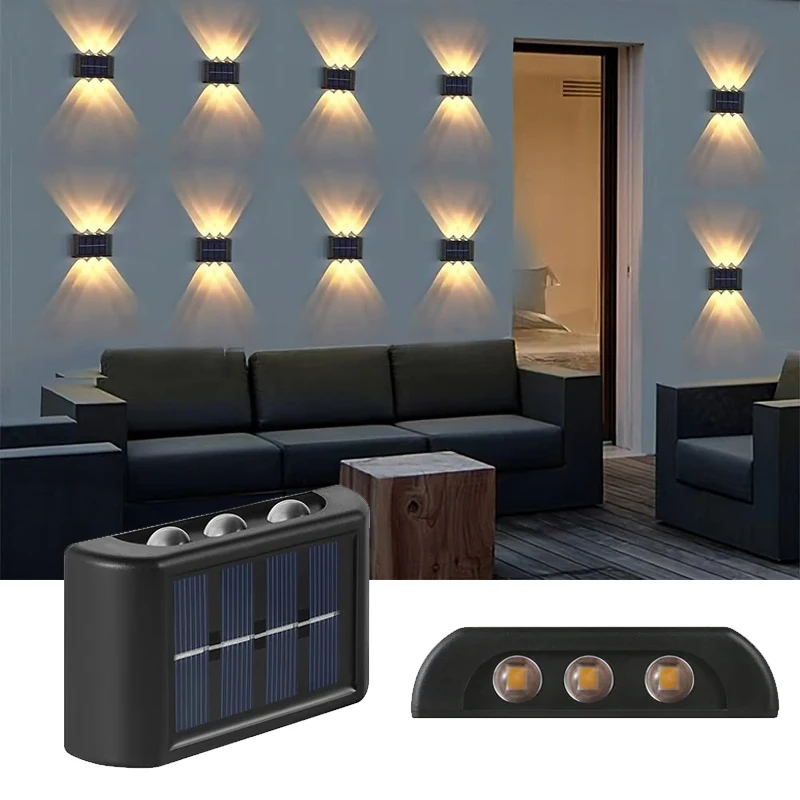

Solar Powered Outdoor Wall Lamp with Up and Down Lighting Wall Washing Atmosphere Decoration for Home Courtyard New Style Lights