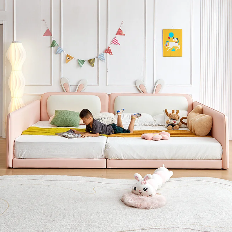 Children's furniture two-child bed child bed girl princess bed guardrail mother splicing bed a family of four mother beds