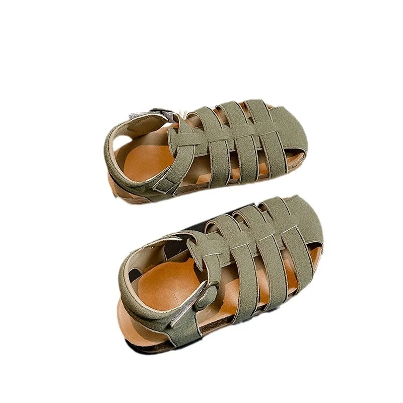 Children Cool Sandals Boys Girls Hollow Breathable Beach Sandals Baby Soft Kindergarten Leather Sandals