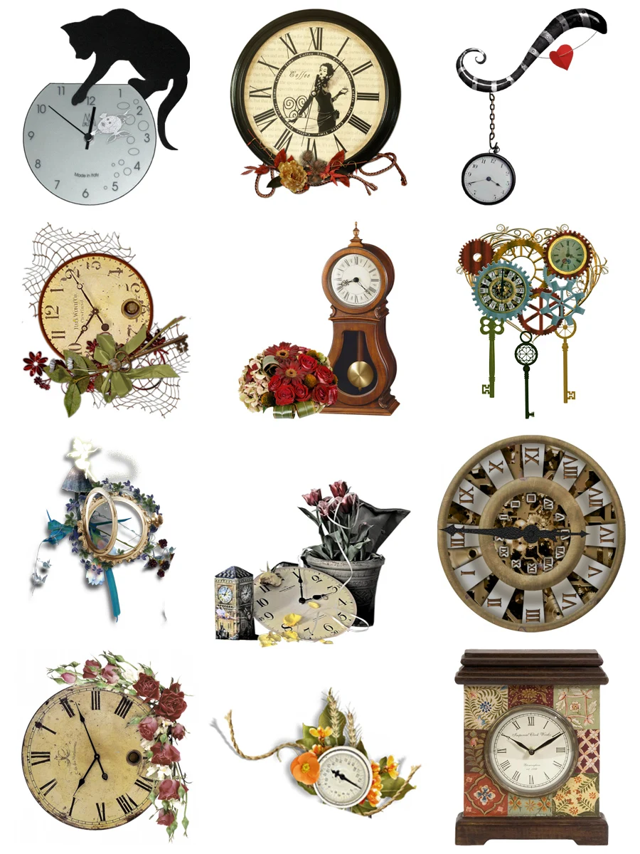 24Pcs/Pack Vintage Clock Dial Sticker DIY Craft Scrapbooking Album Junk Journal Decorative Stickers