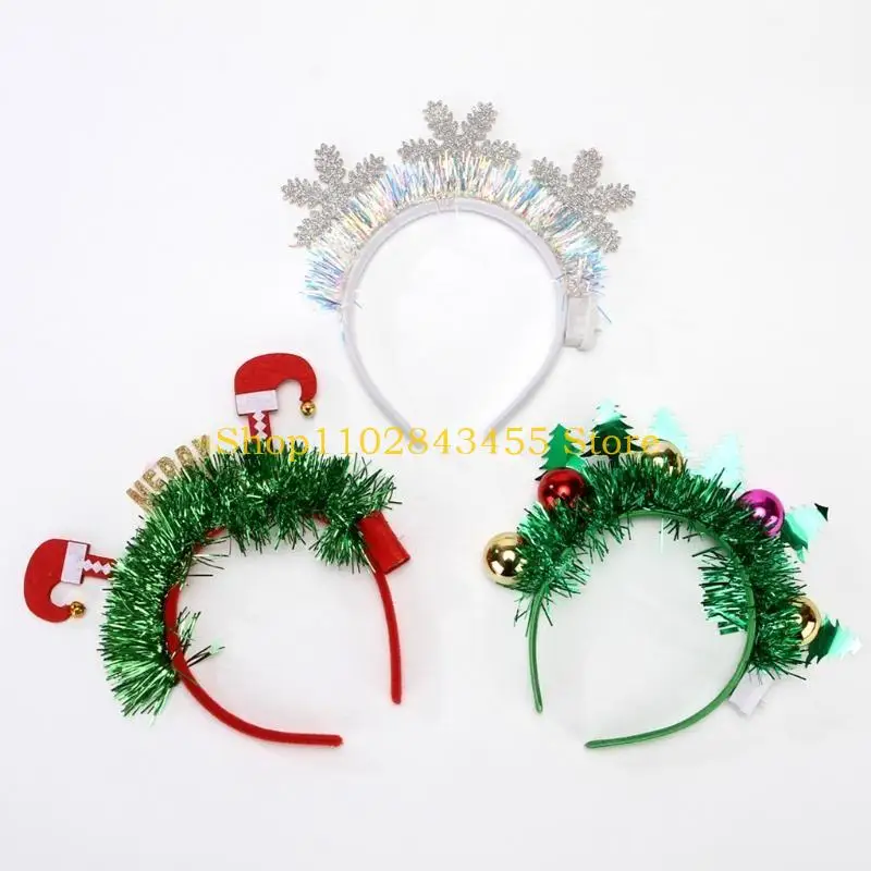 49MC Christmas Headbands Lighted Headband Headwear Xmas Ornaments Decorations Party Cosplay Photograph Props Costume Accessories