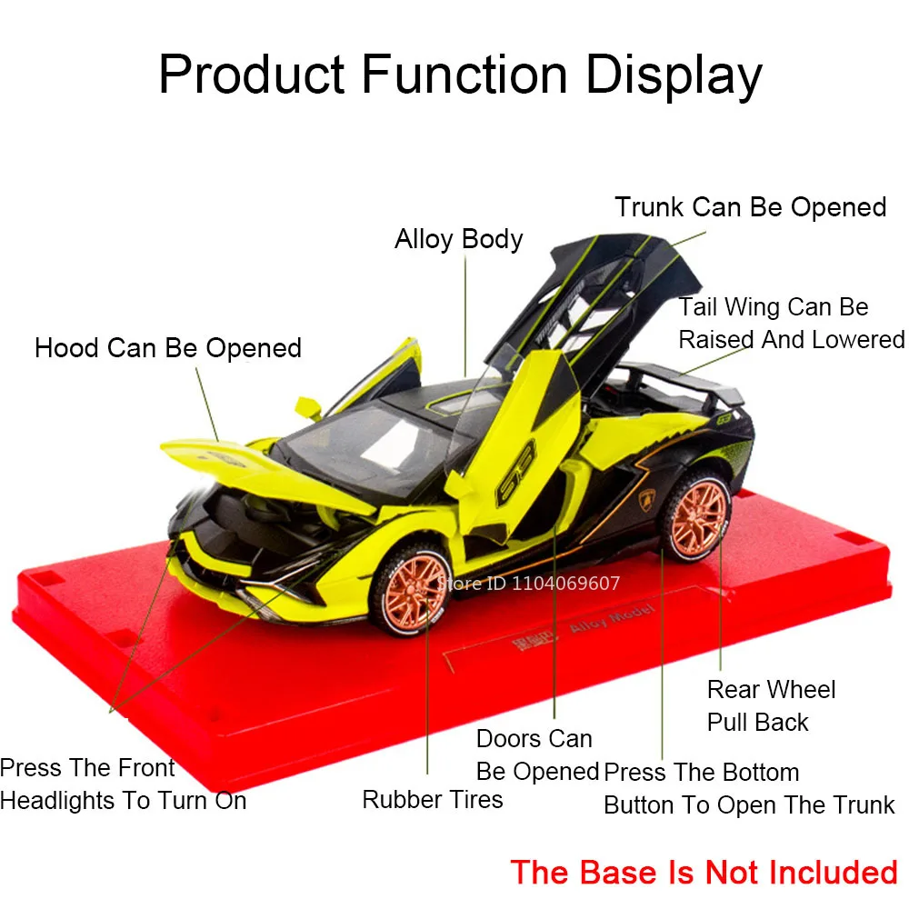 1:32 Sian Miniature Sports Car Model Toys Alloy Diecast Supercar Sound Light 4 Doors Opened Pull Back Festival Toy Cars for Kids