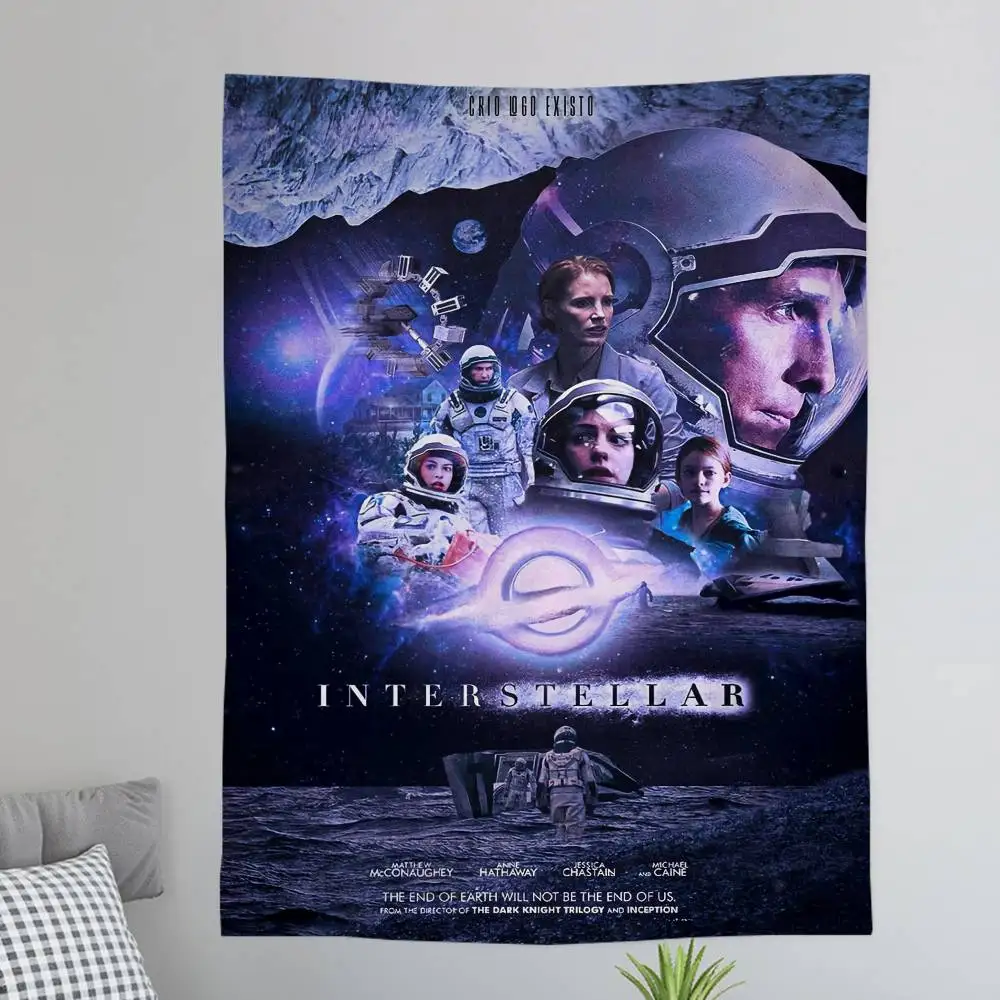 Interstellar Movie Anime Tapestry Hippie Flower Wall Carpets Dorm Decor Wall Hanging Home Decor