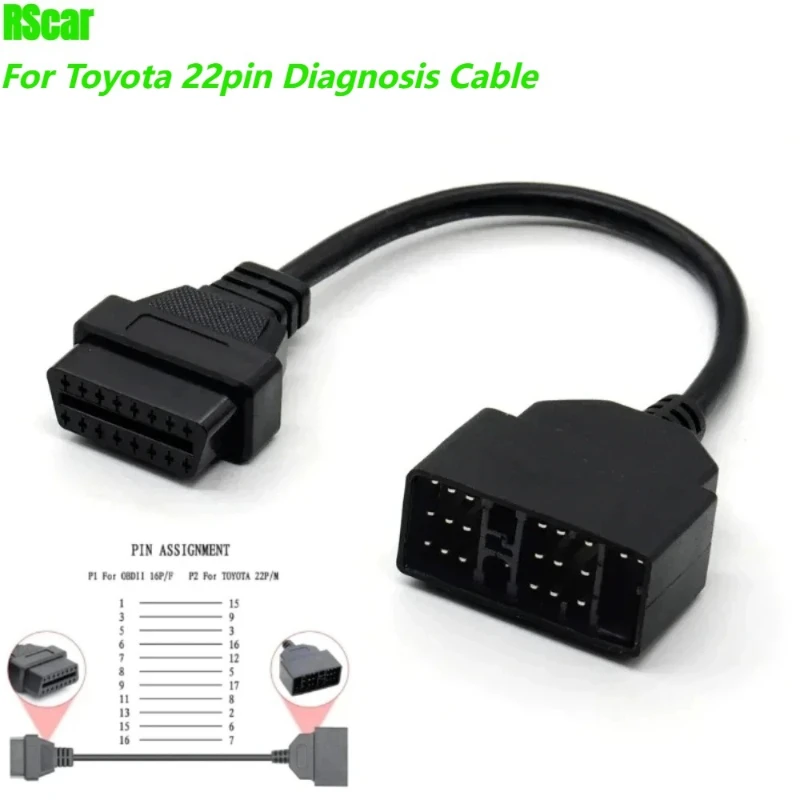 NEW 22 Pin To 16 Pin OBD2 Diagnostic Adapter Cable ForToyota Car Toyota 22pin to 16pin OBD To OBD2 Connect Cable Tools