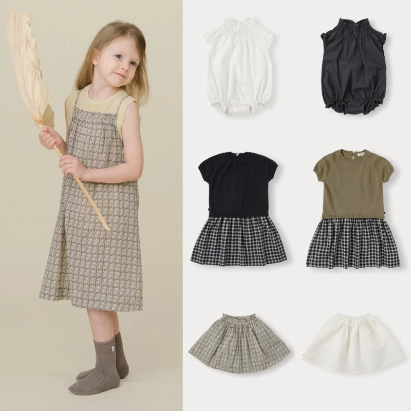 Children's Set 26 Spring Summer Pastoral Style Printed Half-length Skirt Bene Girl Dress Baby One-piece Romper