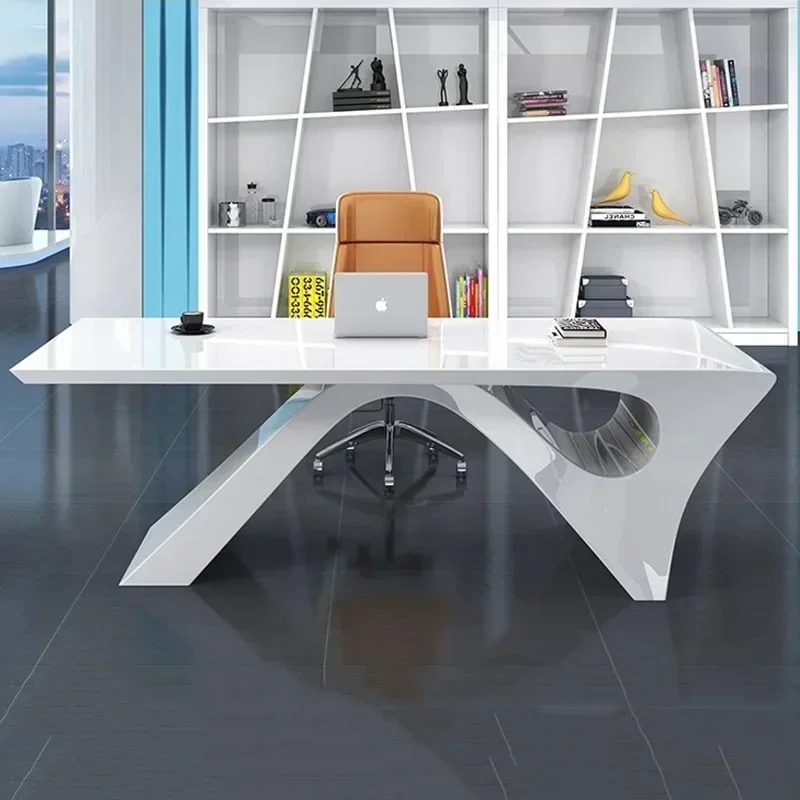 Luxury Smart Office Desk - Wireless Charger Power Outlets Cable Management System Secretária Executiva Furniture