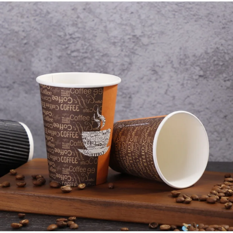 Tasse à café en papier kraft personnalisé, produit bionickel able, à emporter, bon marché, poulet, chaud, 8oz