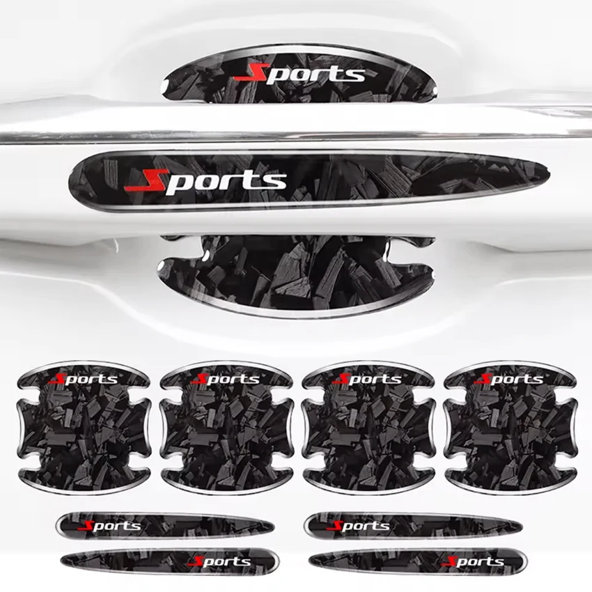 8PCS Car Door Handle Anti-scratch Sticker Carbon Fiber Car Door Bowl Handle Protector Paint Scratch Protection Decorative Cover