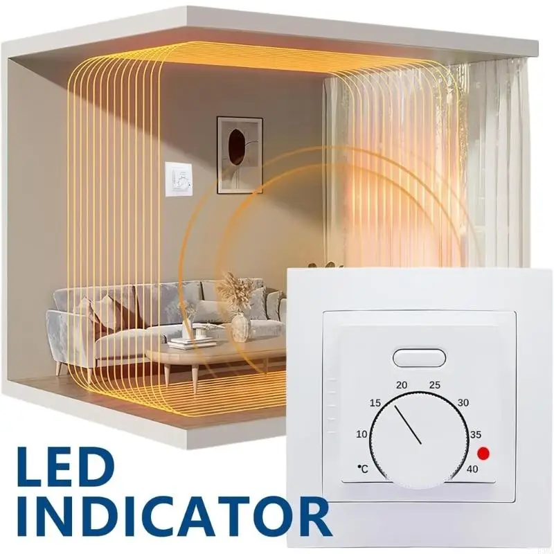 LED Indicators Floor Heating Thermostat Heating Systems 220VAC 16A Load External Sensors Cable Protecting 