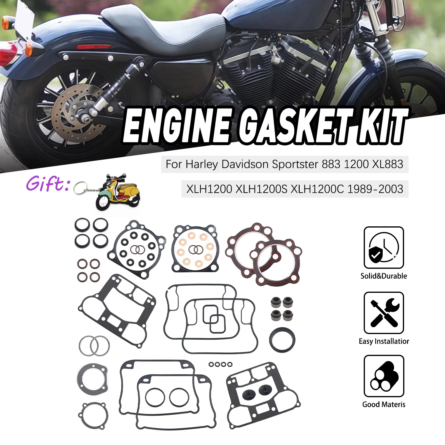 

Engine Crankcase Clutch Covers Cylinder Gasket For Harley-Davidson Sportster 883 XL883 XLH1200 S C Sport Custom Accesorios Moto