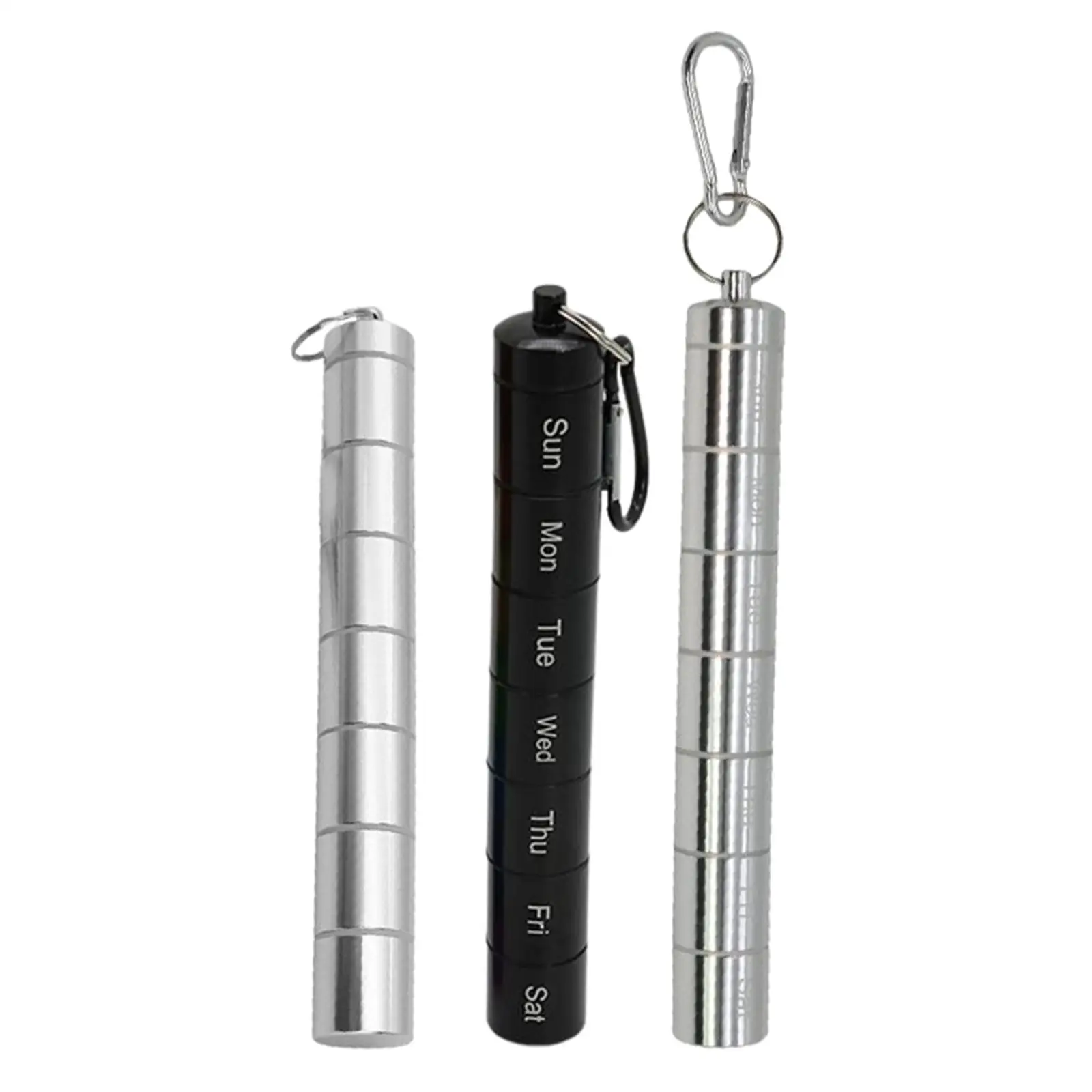 Pillbox Container Weekly Kit Portable with Key Ring Dispenser for Outdoor