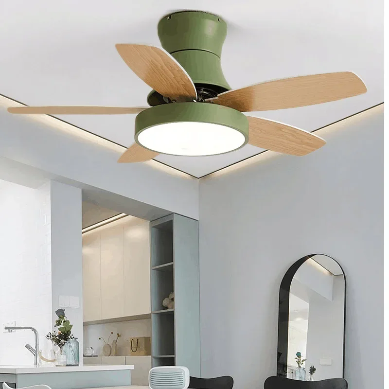 

Wood Ceiling Fans With Light 36 42 48 Inch DC Motor Led Light Remote Control 110v 220v Living Bedroom 5 Blade Ceiling Fan Lamp