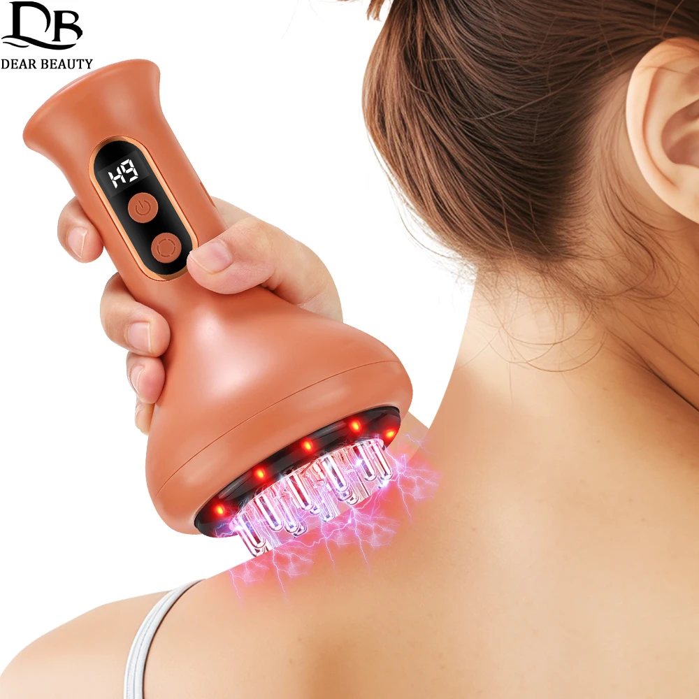 

Электрическая меридианная щетка EMS, микротоковая вибрация, массажер Гуаша, терапия красным светом, нагрев, инструмент для похудения, соскабливания, массажа