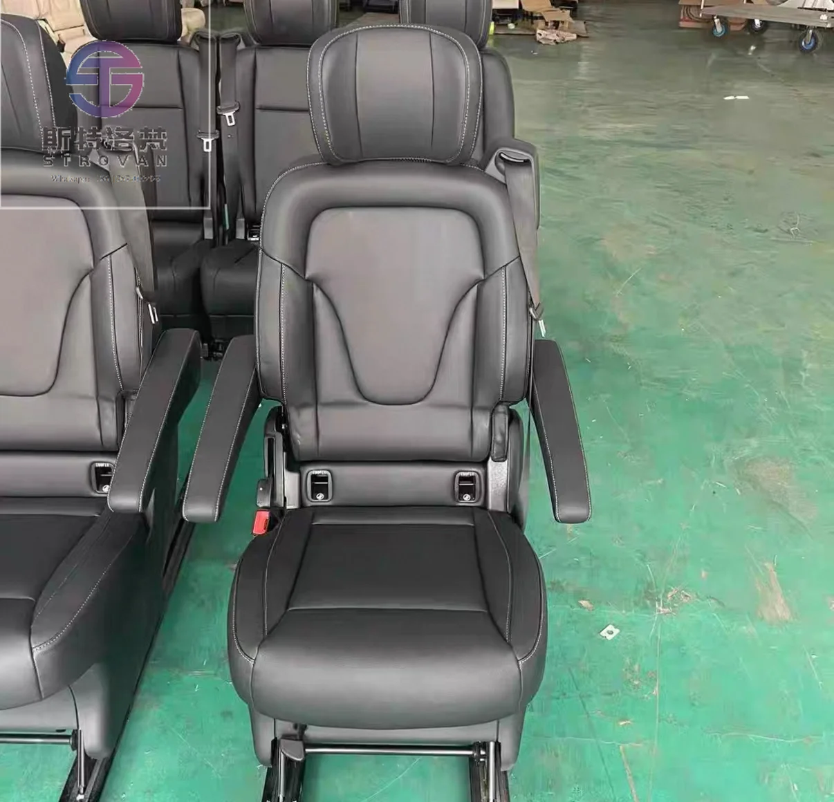 

2024 Black Leather Original Vito Seat for Mercedes Viano Vito V Class Foldable on W447/Metris/Vito/V250/V300 Models