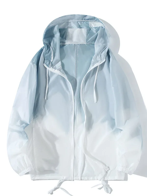 

Новая летняя тонкая уличная одежда из ледяного шелка 2025 года с защитой от солнца, длинными рукавами, капюшоном и застежкой-молнией, модная, А-образного кроя.