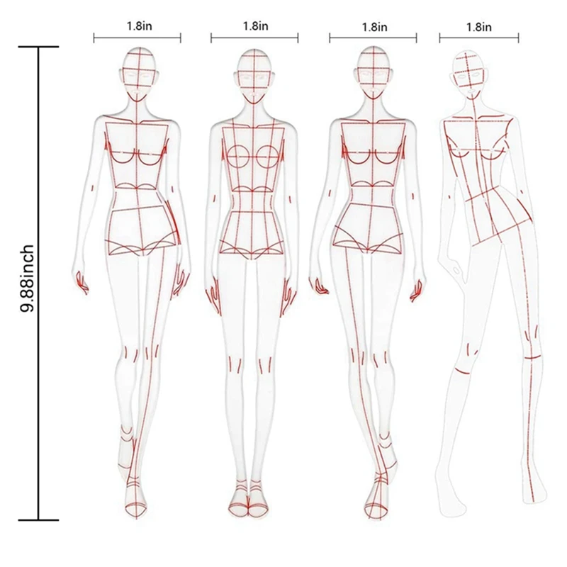 Règle d'illustration à la mode, modèle de croquis, règle de couture, modèle humanoïde, vêtements de mesure, nouveau