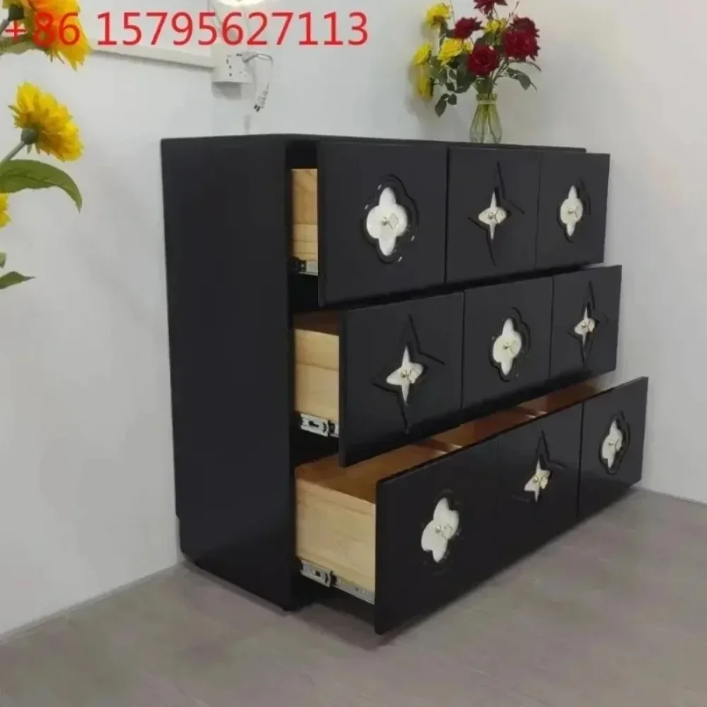 

Vintage four-leaf clover shell chest 9-bucket medieval dining side bedroom storage designer