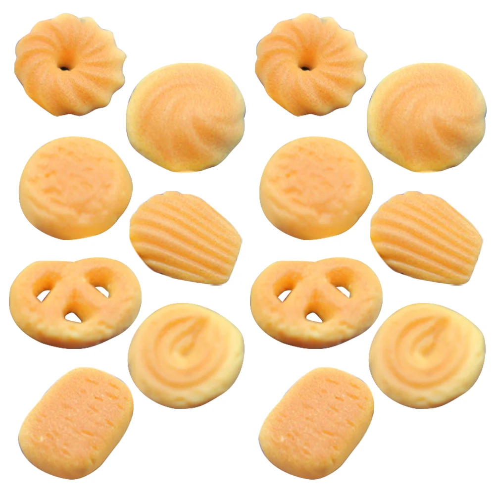 

14 Pcs Dollhouse Mini Danish Cookies Food Photo Props Christmas Miniature Supplies Toys Items Mix Model Things