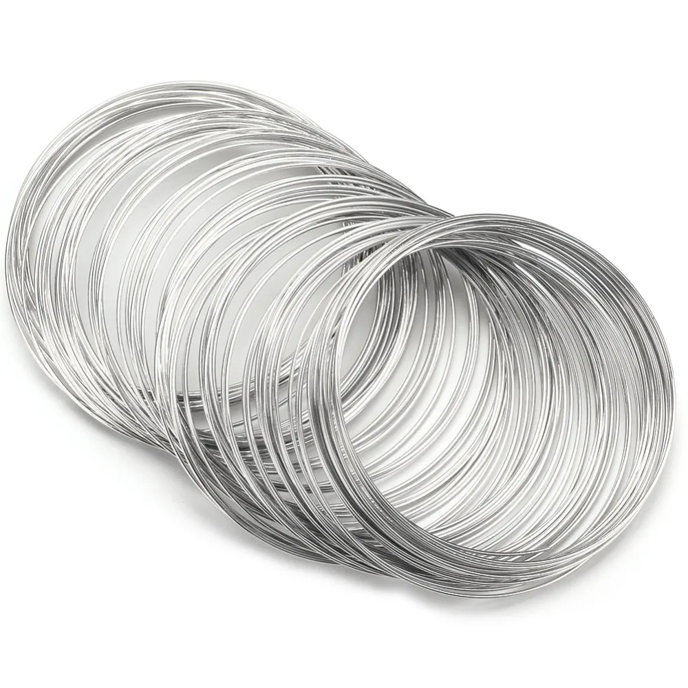 

100pcs 55mm Diameter Memory Wire Bracelet Metal Material 100 Loops Memory Steel Wire Spiral Jewelry Wire Art Decoration