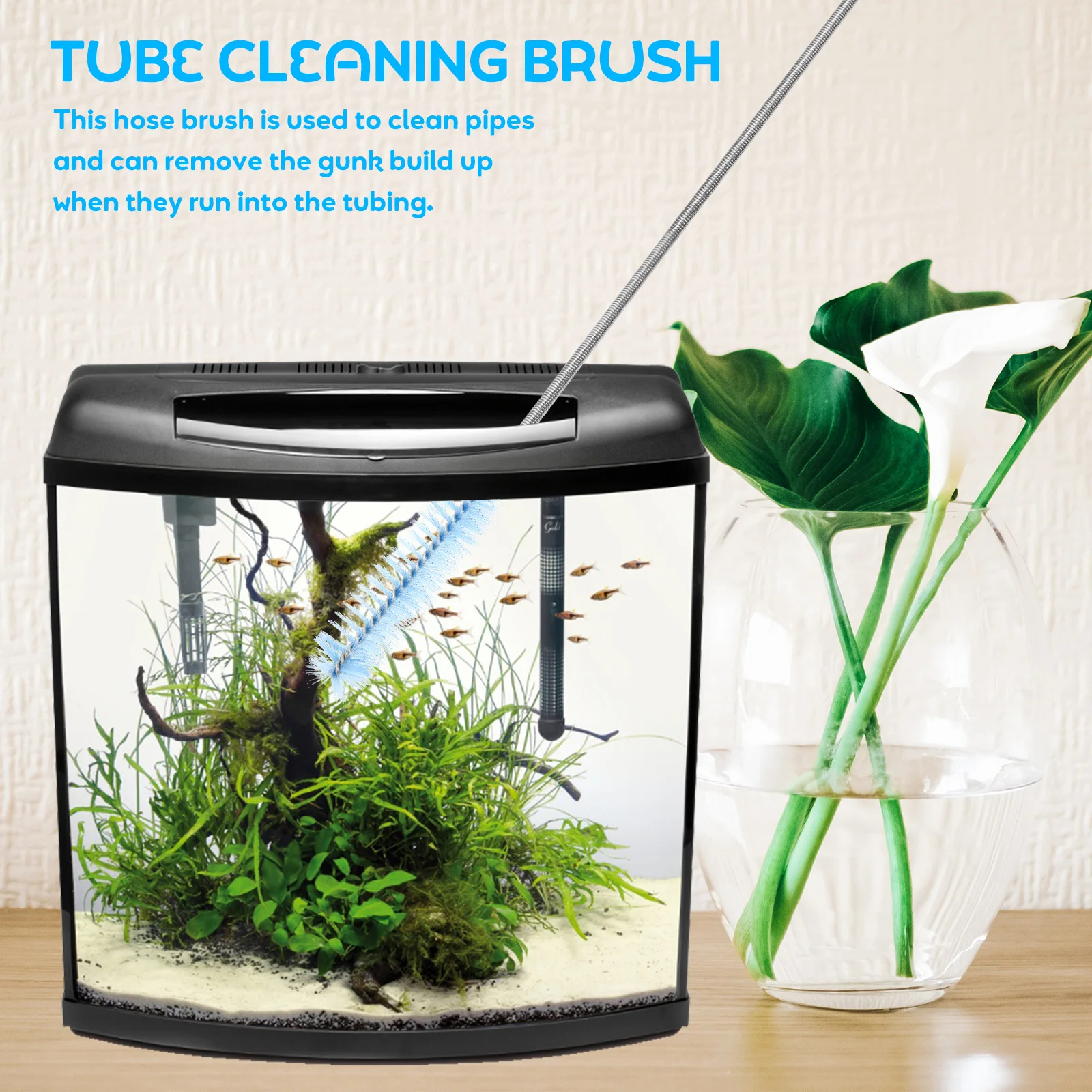 

3Pcs Flexible Stainless Steel Tube Cleaning Brush Kit Double Ended Straw Cleaner for Aquarium Fish Tank Kitchen Drain Cleaner