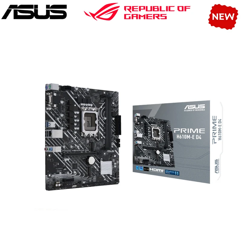 NEW H610M For ASUS PRIME H610M-E D4 LGA 1700 DDR4 Motherboard H610 Supports CPU i5 12400f i3 12100f 12700f