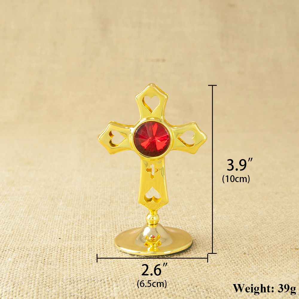 HT Church Relics Figurines Christ On The Stand Gold Plated Cross Antique Religious Altar Home Chapel Decoration 3 Colors