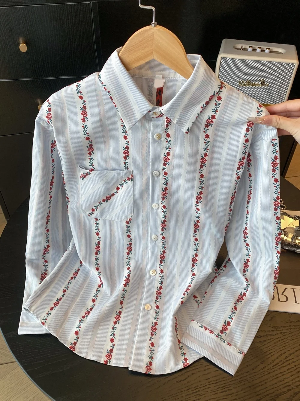 Casual Sle Long Sve irt Stampa floreale da donna Commute Friendly Versatile Primavera Autunno Stagione Abbigliamento casual
