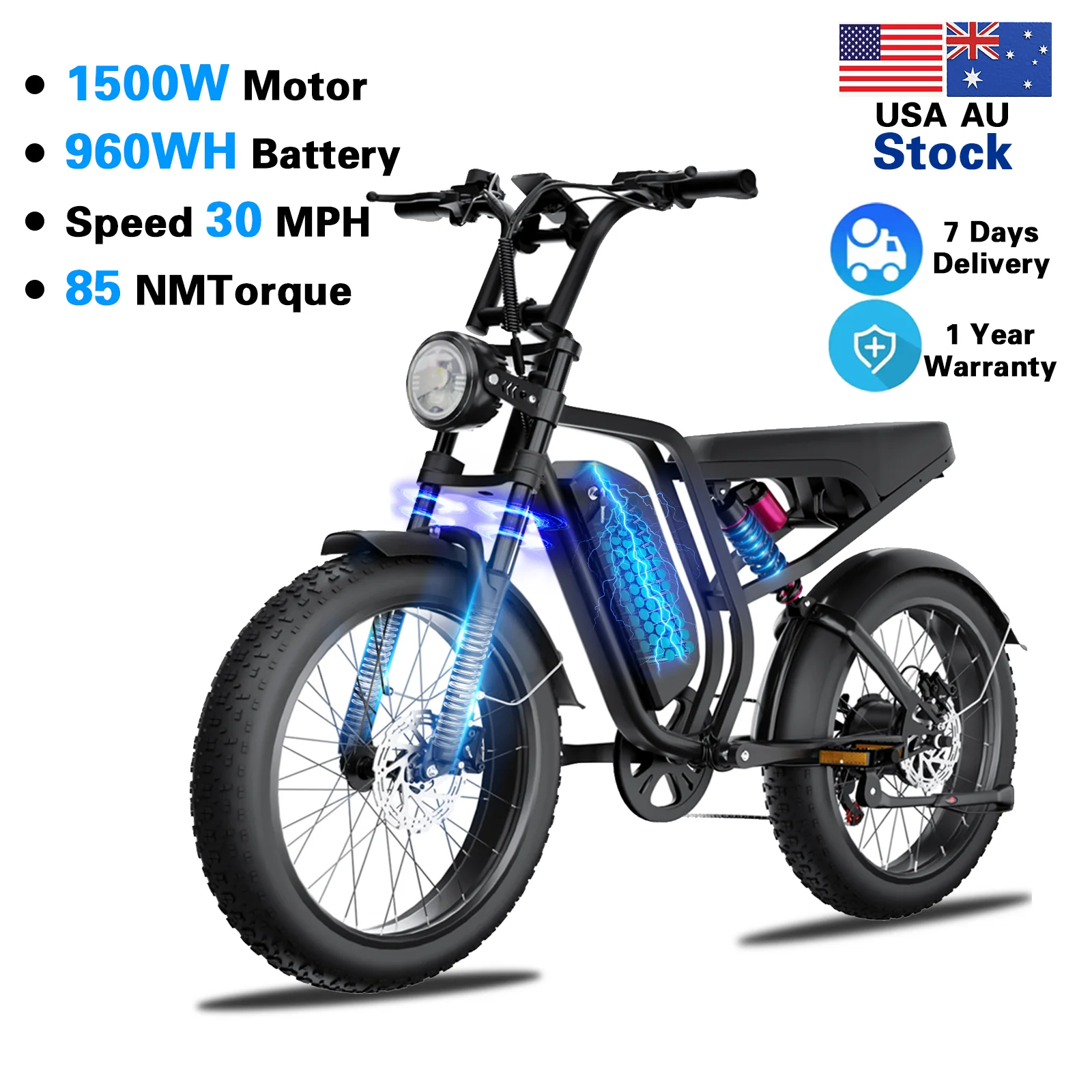 

Snow-Ready Ebike Moobelo B8 1500W 52V 20AH 32MPH Fast Charge | Waterproof Full Terrain Electric Bike for Adults (US Stock)