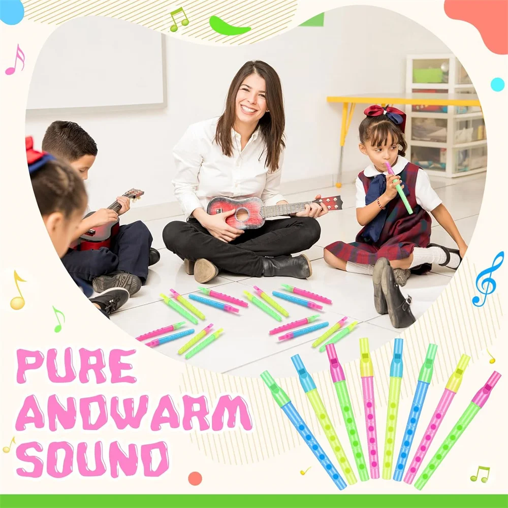 เครื่องบันทึกโซปราโน 6 หลุมขลุ่ยพลาสติกเครื่องดนตรีของเล่นสำหรับเด็กของชำร่วยของขวัญวันเกิดรางวัลคาร์นิวัล 6.3 นิ้ว