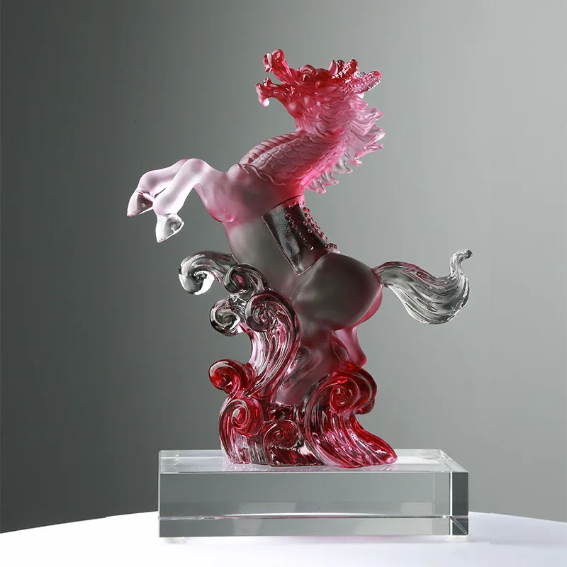 Glazed handicrafts, zodiac horse  , lucky business housewarming success, dragon horse negative picture year office decoration