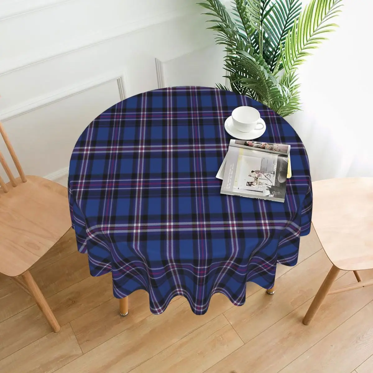 Gers Tartan Waterproof Round Tablecloth Oilproof Table Cloth for Kitchen Events Dining Table Cover 60 inches