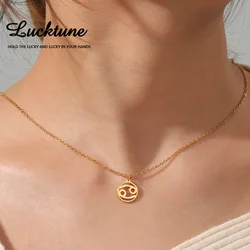 Lucktune Stainless Steel Zodiac Necklace for Women Virgo Libra Taurus 12 Constellation Pendant Necklace Astrology Jewelry Gift