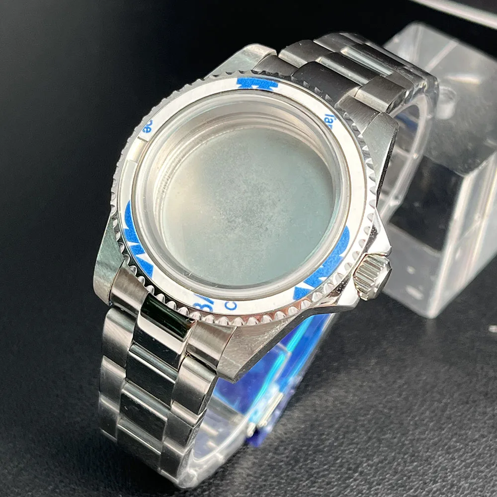 39MMSUB GMT Blue Border Flat Sapphire Stainless Steel Case  Suitable For NH34A, NH36A, NH35A Watch Accessories