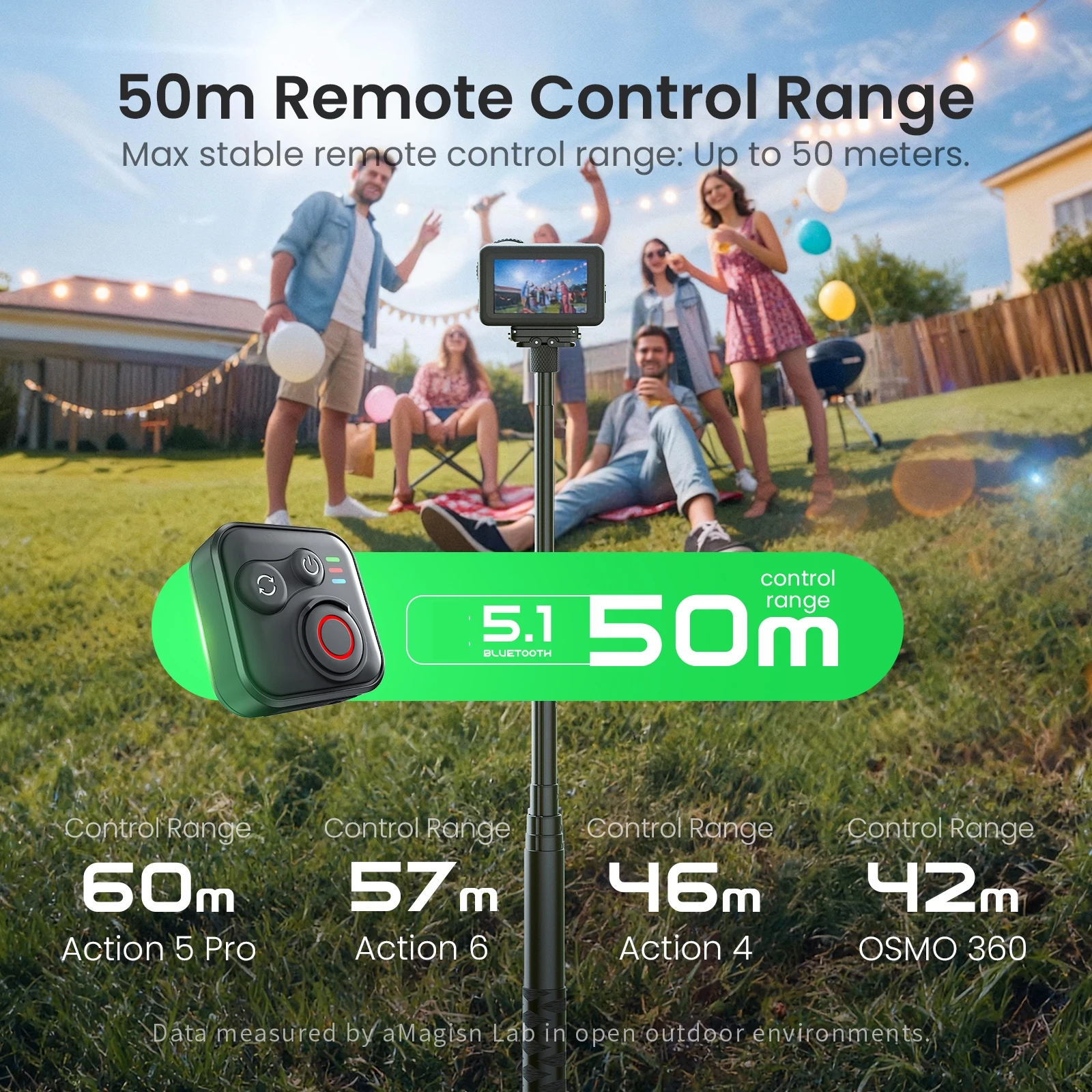 

Smart Wireless Remote Control for DJI Osmo 360 Action 6/5 Pro/4,50M Range BT Remote with Wrist Strap for Action Camera Accessory