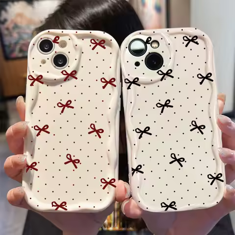 Wave Point Bow Phone Case For Infinix Note 40 Pro Zero 30 4G GT 20 Pro Hot 40i 50 30i 20i 20 4G 30 Play Smart 9 TECNO CAMON 30