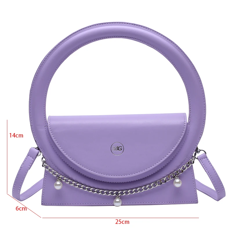 Round Handle Tote Bag For Women 2022 Winter Simple Handbag Armpit Bag French Style Design Pu Leather Satchel Shoulder Bag Flap