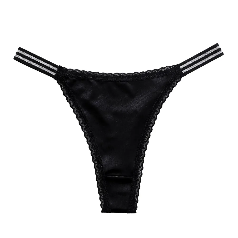 Comfortable Low-waist Lace Flower Panties Cotton Crotch Lingerie Seamless Thong Shine Belt Bikini Underwear Women Spring Summer