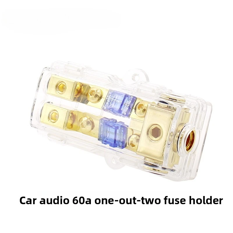 KUERL 60A Pure Copper Fuse Holder with One-to-Two Tabs for Car Audio Modification