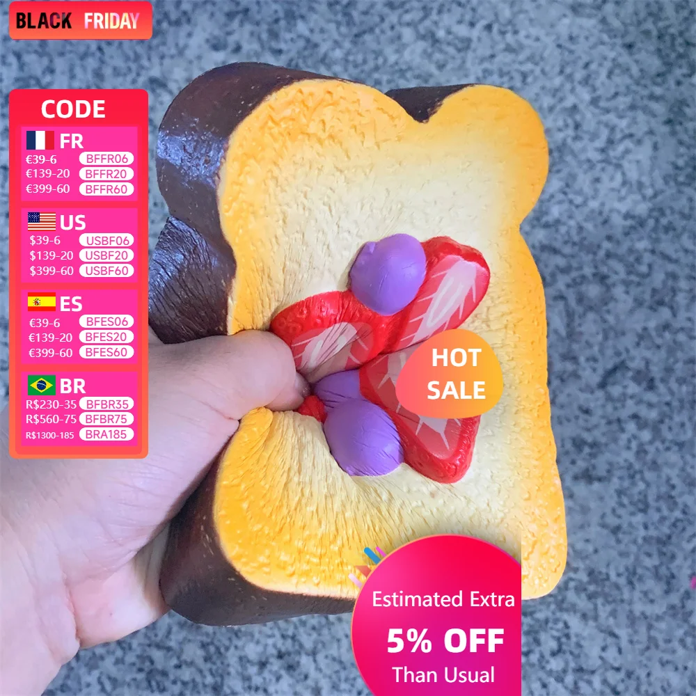 1pc Cute Thick Cut Sticky Toast Slices Fake Bread Strawberry Cake Understanding Teaching Props Gift Slow Rebound Toys Play