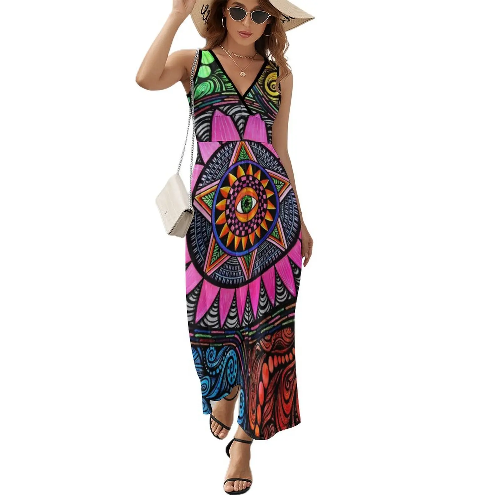 Vestido de baile elegante sem mangas, Earth Wind Fire Water e Spirit Dresses, Tamanhos Plus