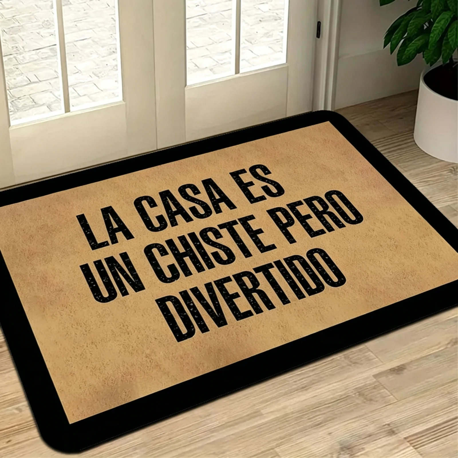 1pc Printing Flannel Door Mat, Outdoor Courtyard Door Mat, 1 Pack Spanish Phrase Doormat 