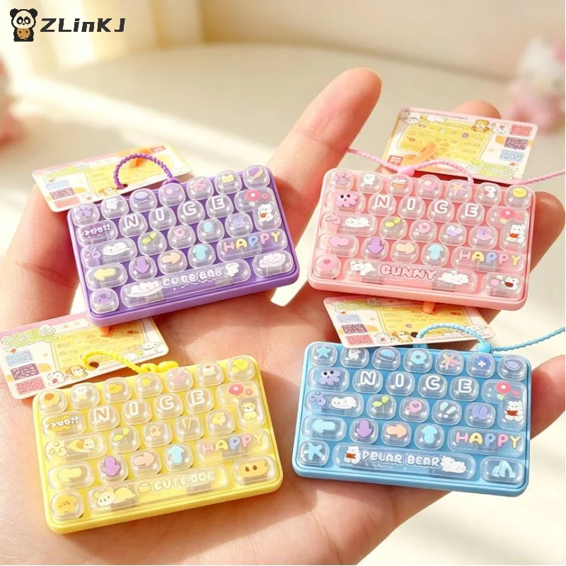 ▶26 Grids Toy Clicker Keychain Stress Relief Keyboard Keychain Decompression Fidget Toy Backpack Pendant Charms Gift 키캡 클릭커
